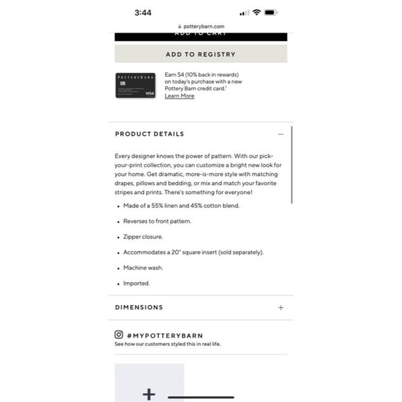 (2) Pottery Barn Serafina print 20” sham COVERS. no inserts. - Picture 5 of 5